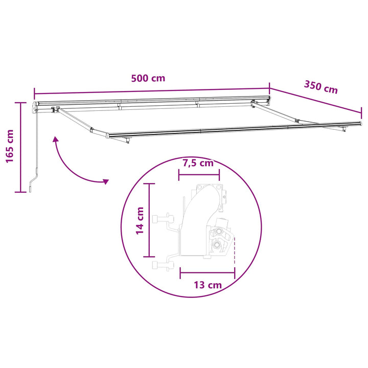 Utdragbar Markis Ljusgrå Och Vit. 500 × 350 Cm