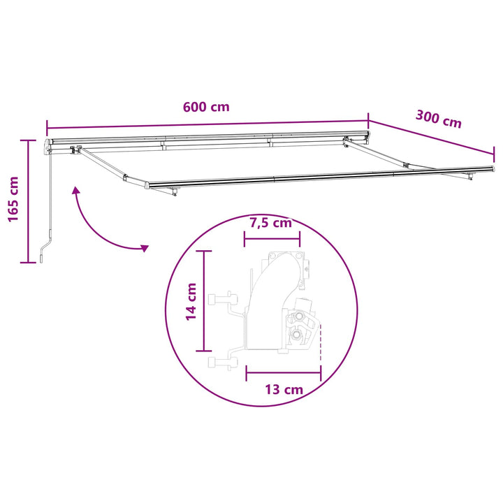 Utdragbar Markis Ljusgrå Och Vit. 600 Cm