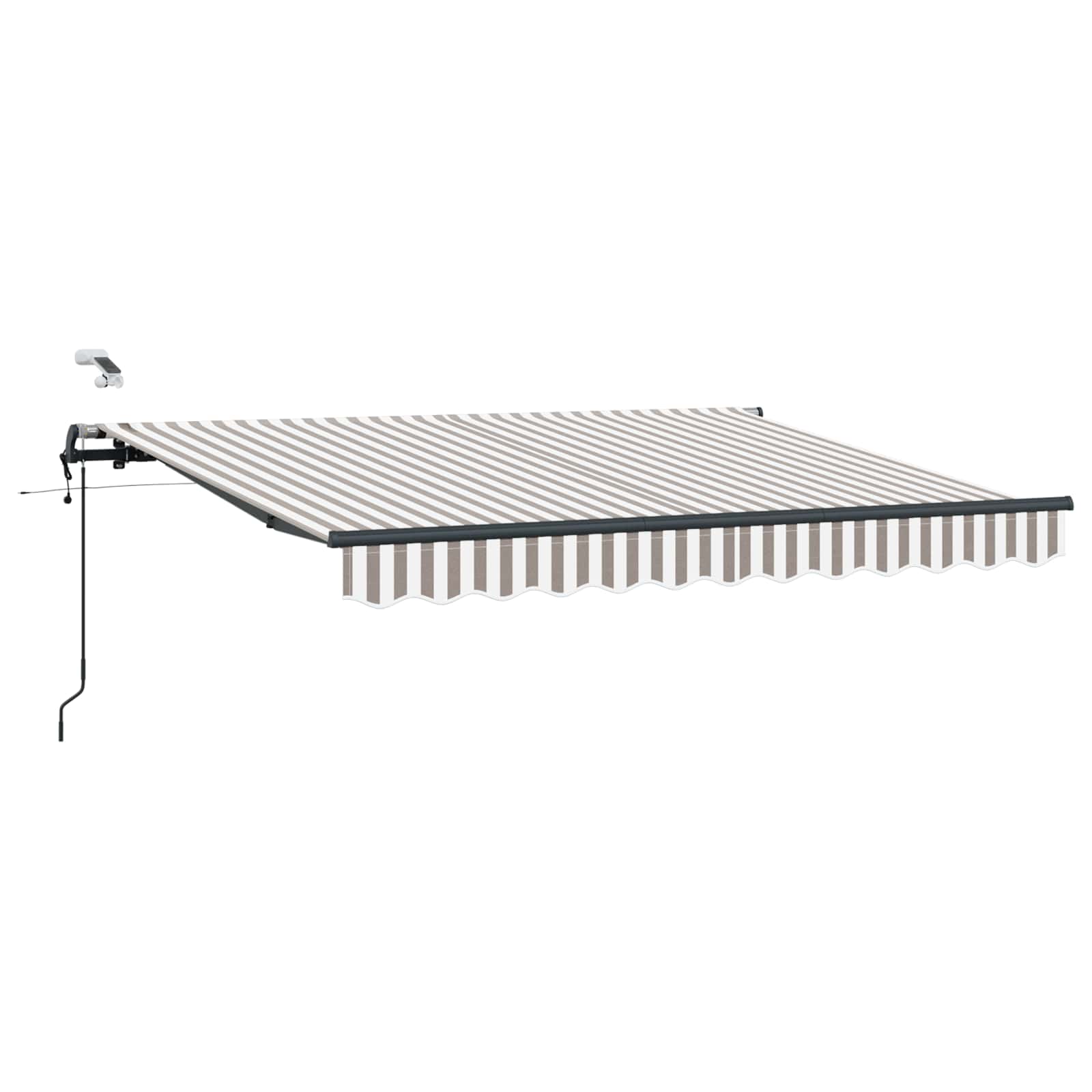 Utdragbar Markis Ljusgrå Och Vit. 600 × 350 Cm Polyester
