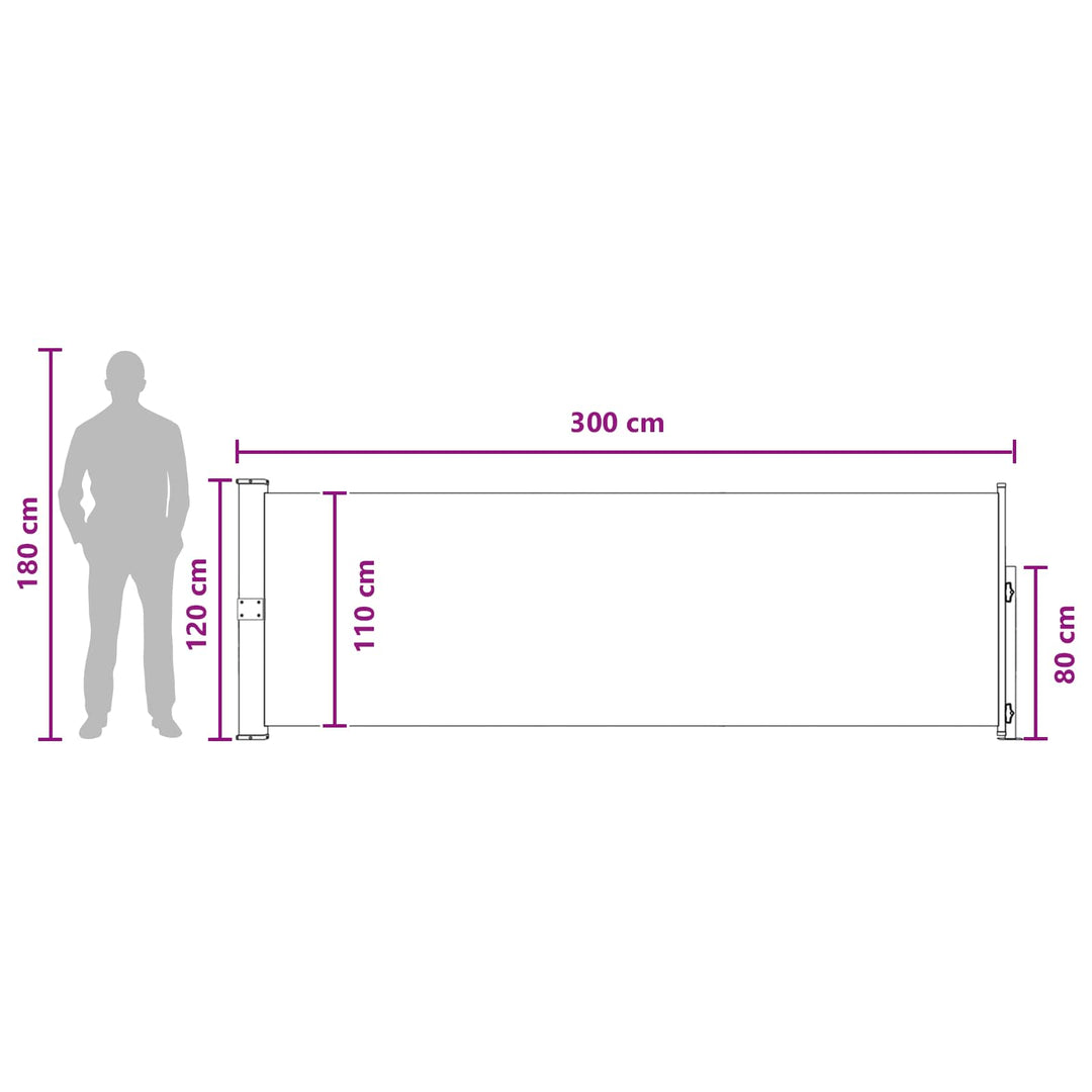 Utfällbar Sidomarkis 120 X 300 Cm Polyester Rektangulär Beige
