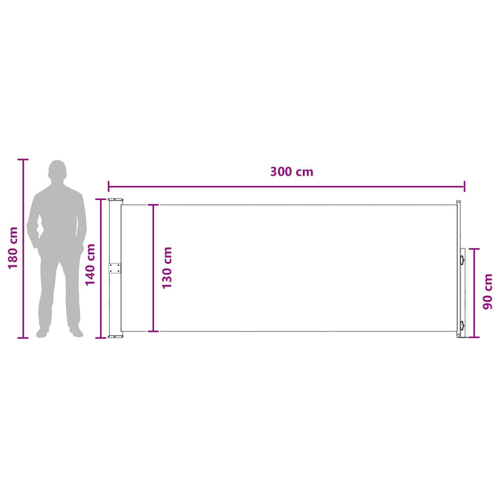 Utfällbar Sidomarkis 140 X 300 Cm Polyester Rektangulär