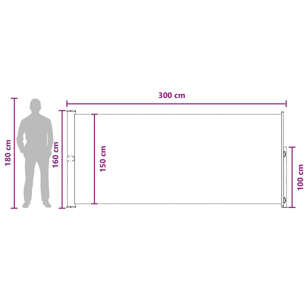 Utfällbar Sidomarkis 160 X 300 Cm Polyester Rektangulär Taupe