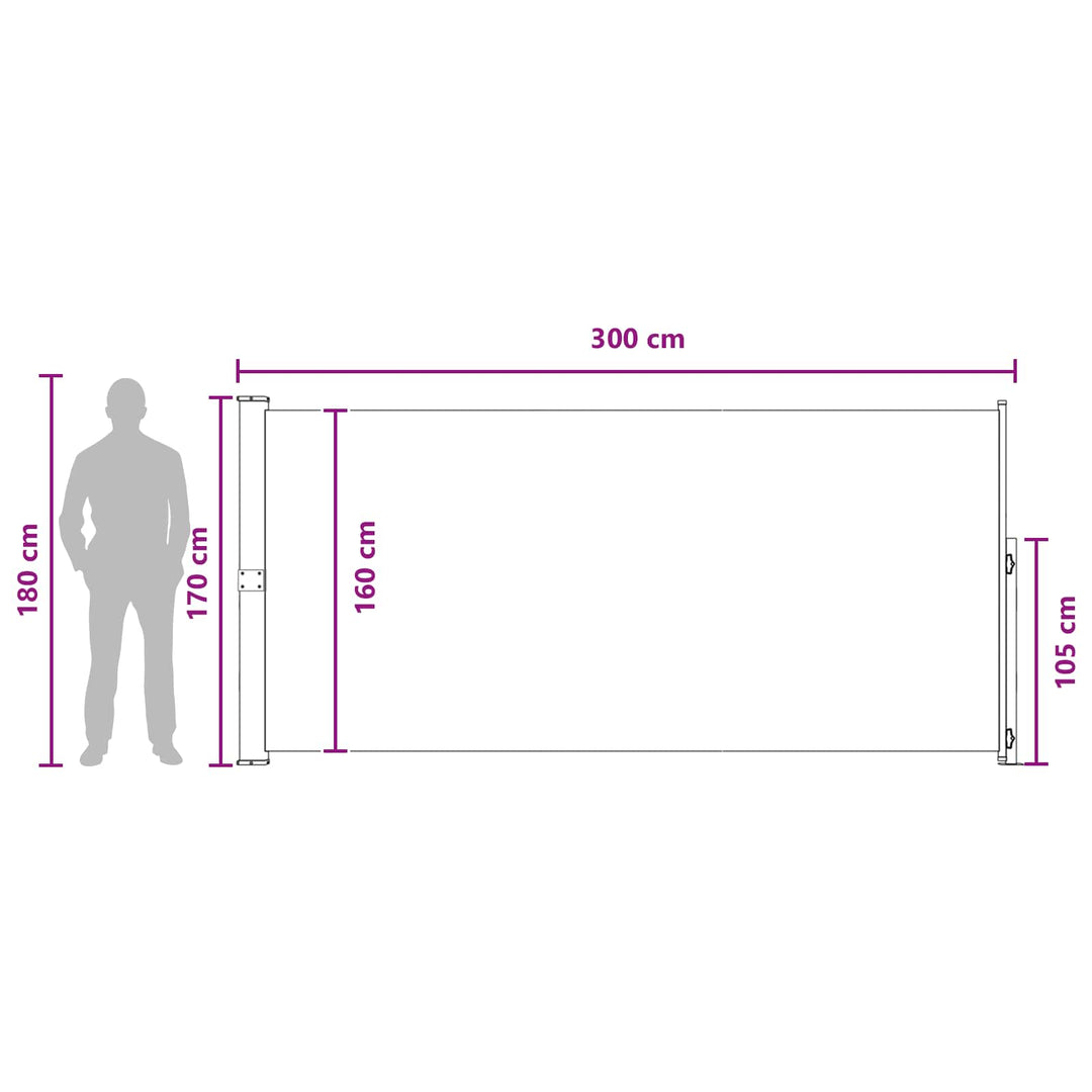 Utfällbar Sidomarkis 170 X 300 Cm Polyester Rektangulär Taupe