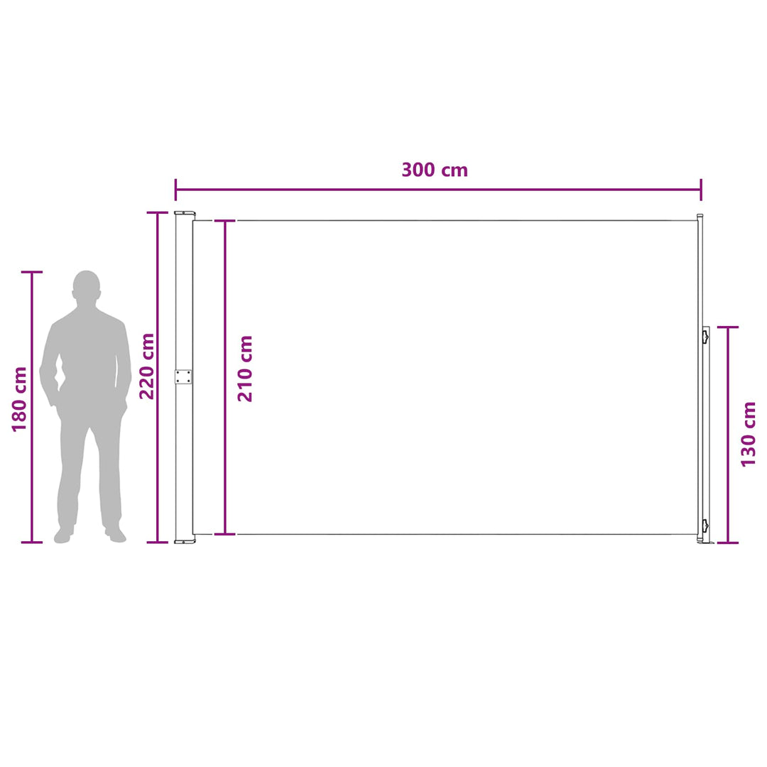 Utfällbar Sidomarkis 220 X 300 Cm Polyester Rektangulär Taupe