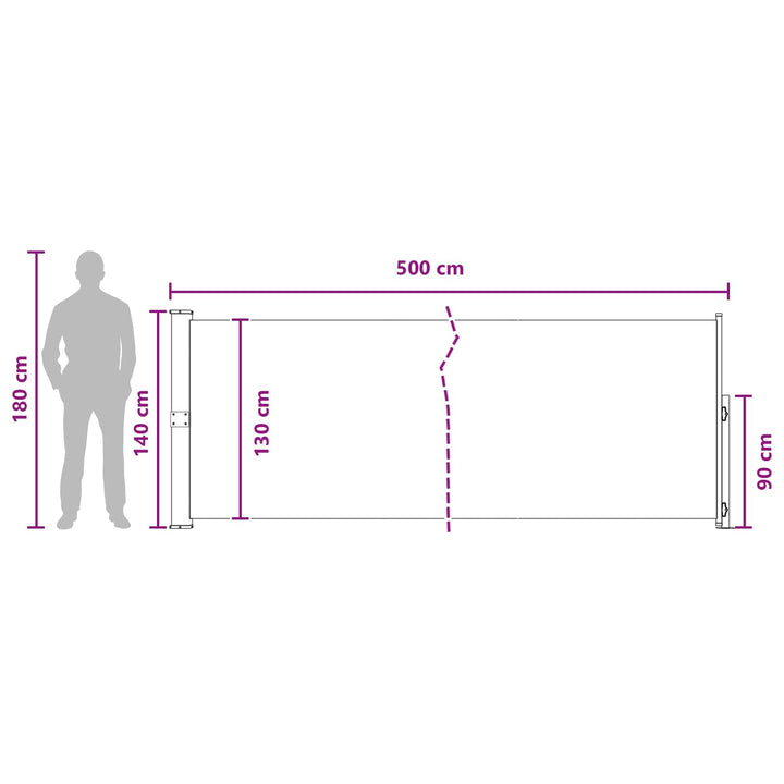 Utfällbar Sidomarkis 140 X 500 Cm Polyester Rektangulär Taupe