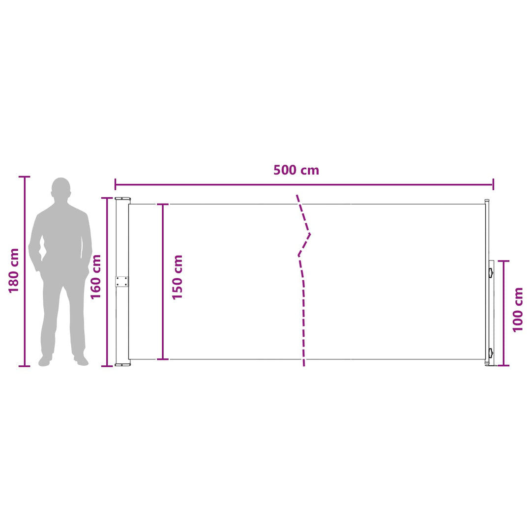 Utfällbar Sidomarkis 160 X 500 Cm Polyester Rektangulär Taupe