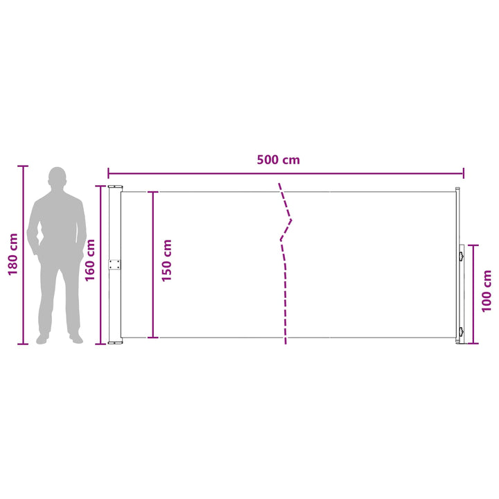 Utfällbar Sidomarkis 160 X 500 Cm Polyester Rektangulär