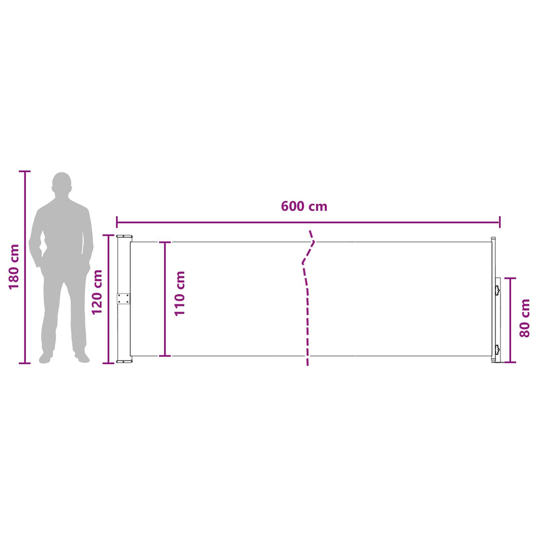Utfällbar Sidomarkis 117 X 600 Cm Polyester Rektangulär