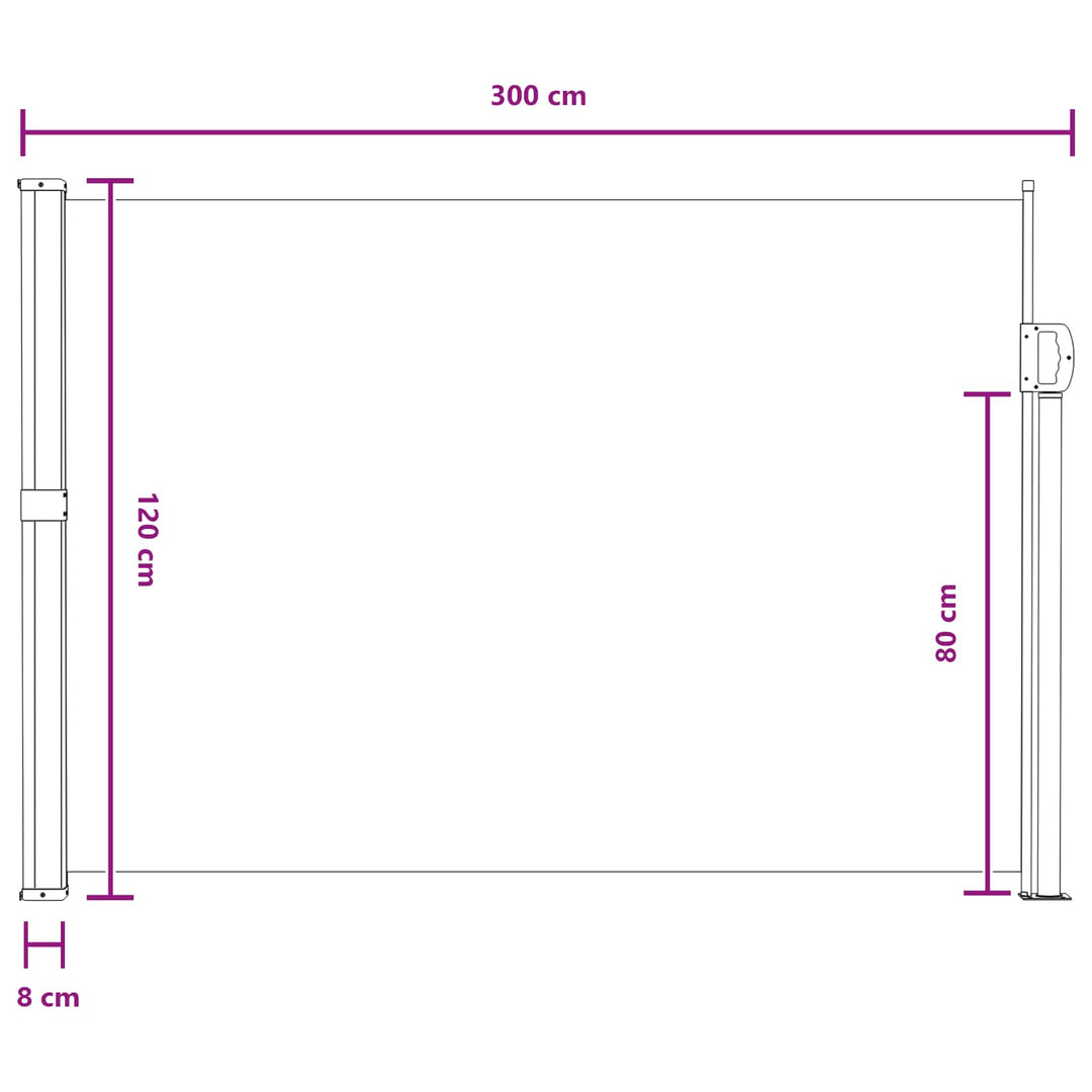 Utfällbar Sidomarkis 117 X 300 Cm Polyester Rektangulär Grå
