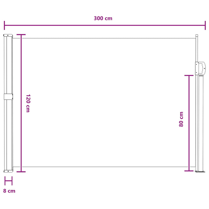 Utfällbar Sidomarkis 117 X 300 Cm Polyester Rektangulär Sand