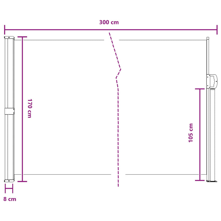 Utfällbar Sidomarkis 300 X 170 Cm Polyester Rektangulär Svart