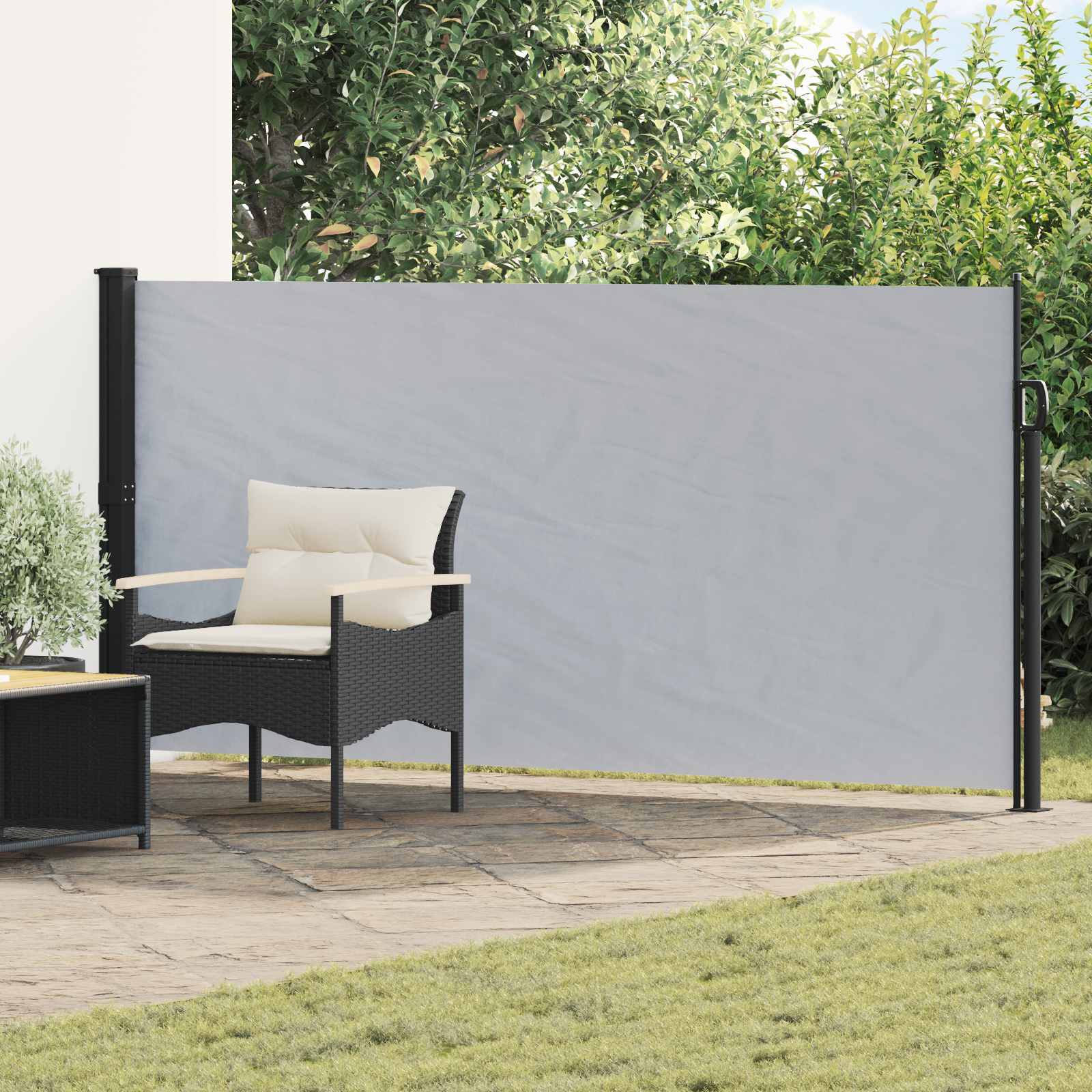 Utfällbar Sidomarkis 300 X 170 Cm Polyester Rektangulär Grå