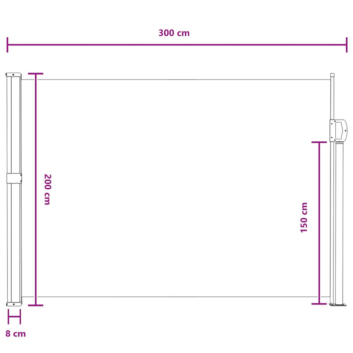 Utfällbar Sidomarkis 300 X 200 Cm Polyester Rektangulär Sand