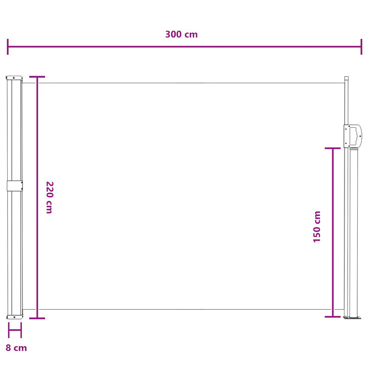 Utfällbar Sidomarkis 300 X 220 Cm Polyester Rektangulär Grå