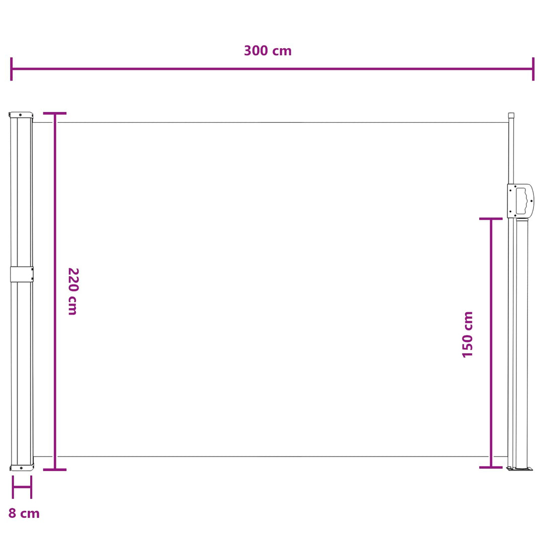 Utfällbar Sidomarkis 300 X 220 Cm Polyester Rektangulär Sand