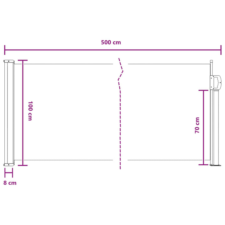 Utfällbar Sidomarkis 500 X 100 Cm Polyester Rektangulär Sand
