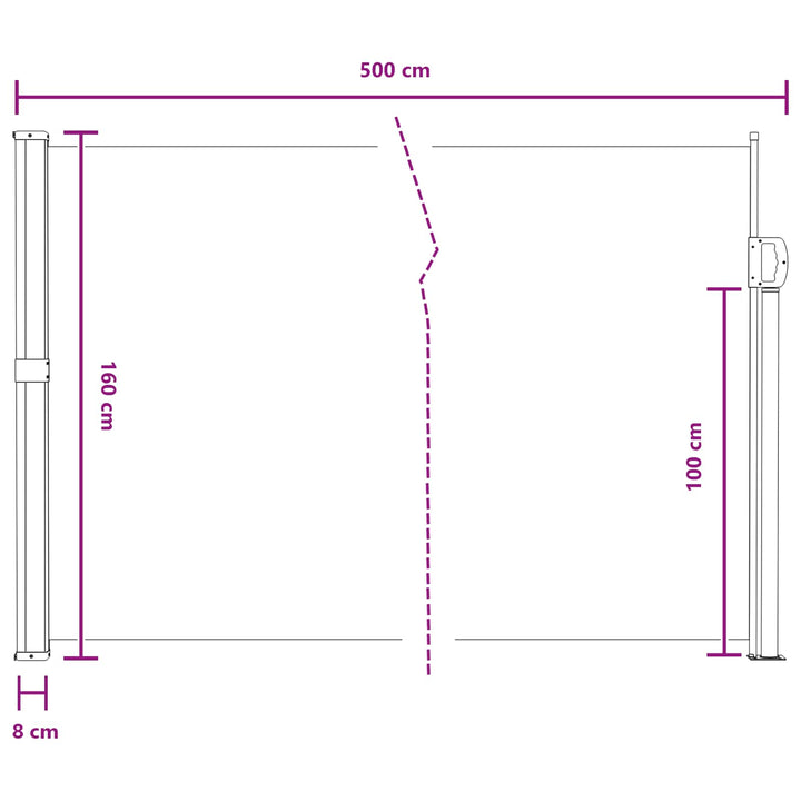 Utfällbar Sidomarkis 500 X 160 Cm Polyester Rektangulär Sand