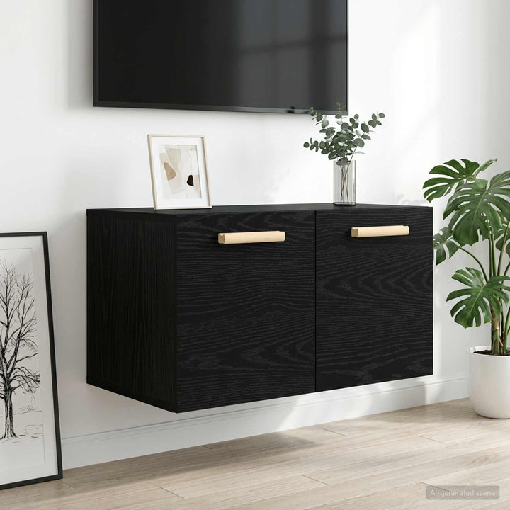 Väggskåp Svart Ek 60 X 36,5 X 35 Cm Konstruerat Trä