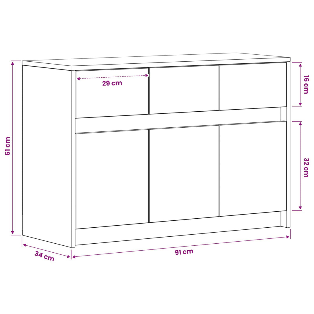 Tv-Skåp 91 X 34 X 61 Cm Artisan-Ek Konstruerat Trä
