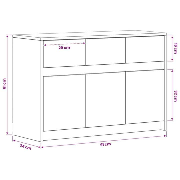 Tv-Skåp 91 X 34 X 61 Cm Artisan-Ek Konstruerat Trä