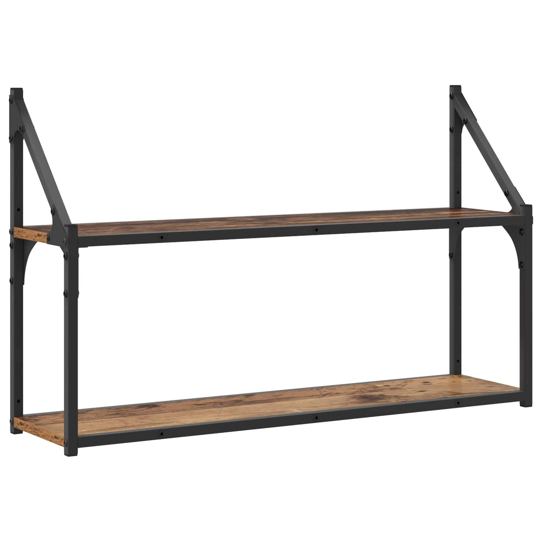Vägg Hylla Väggmonterat Gammalt Trä 80 X 21 X 51 Cm Metall Pb