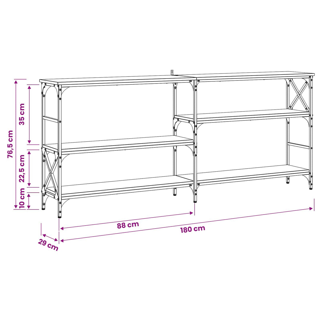 Konsolbord Svart Ek 180 X 29 X 76,5 Cm Metall Pb