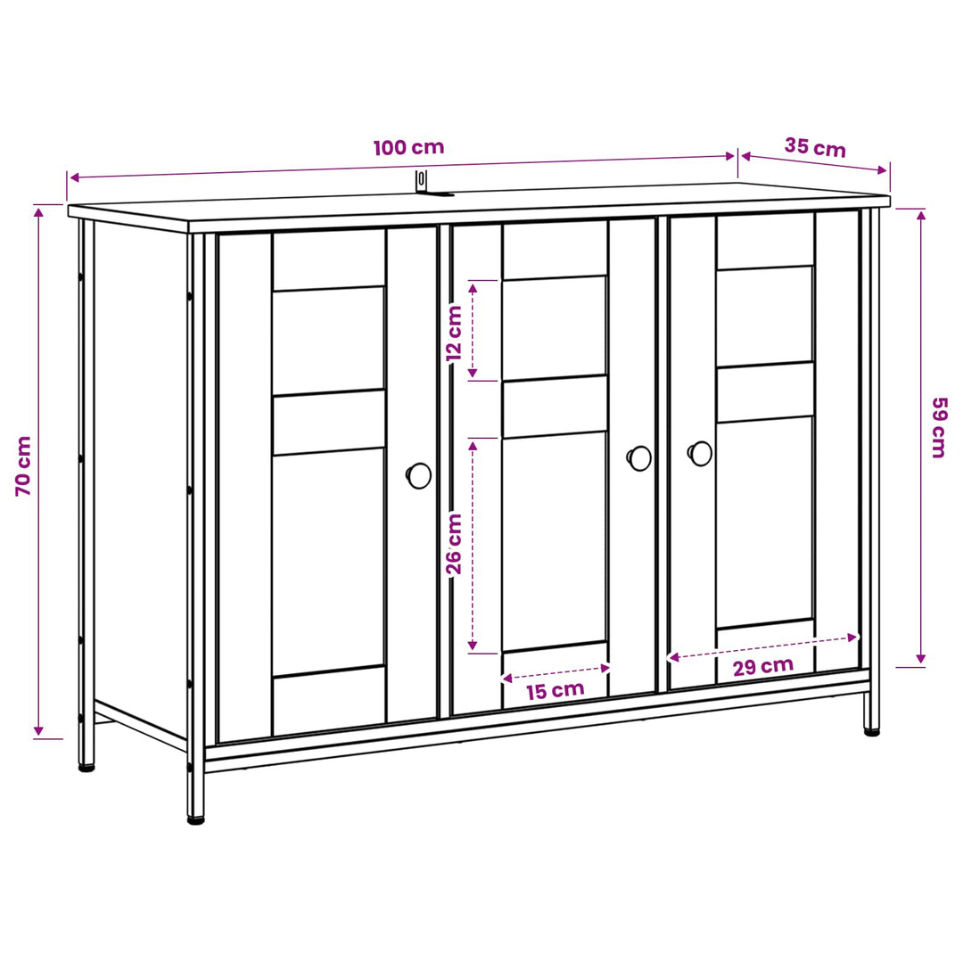 Sideboard Artisan-Ek 100 X 35 X 70 Cm Konstruerat Trä