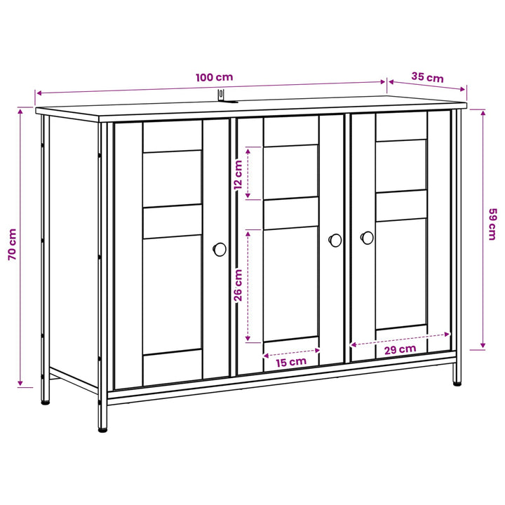 Sideboard Artisan-Ek 100 X 35 X 70 Cm Konstruerat Trä