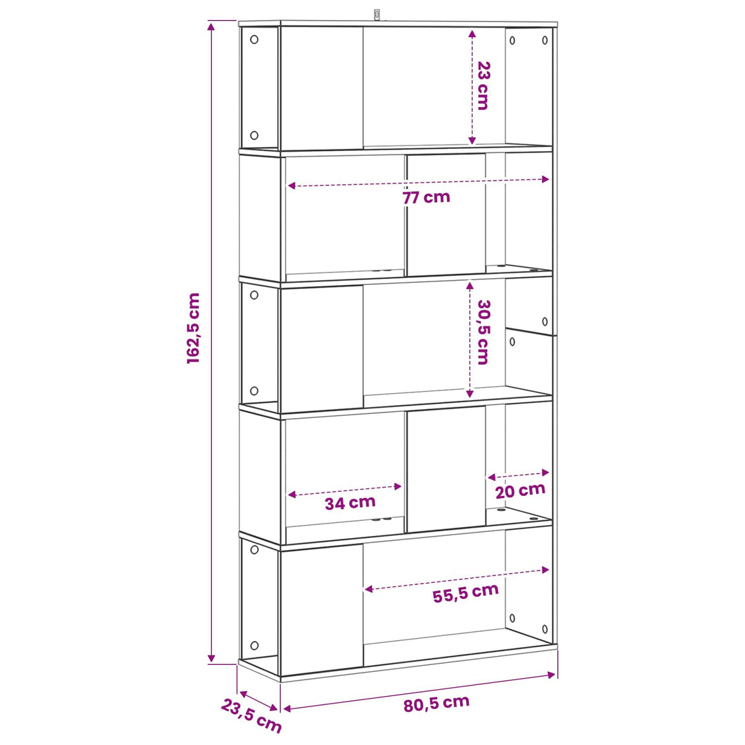 Bokhylla Svart Ek 80,5 X 23,5 X 162,5 Cm Pb