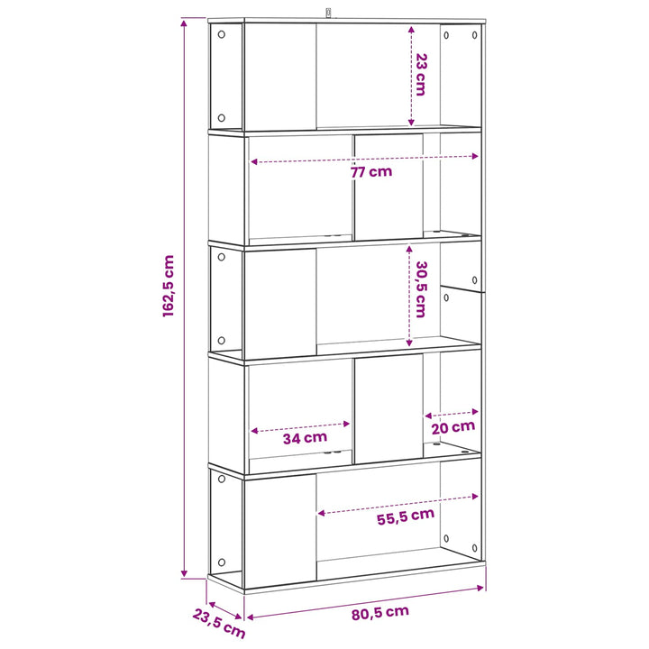 Bokhylla Svart Ek 80,5 X 23,5 X 162,5 Cm Pb