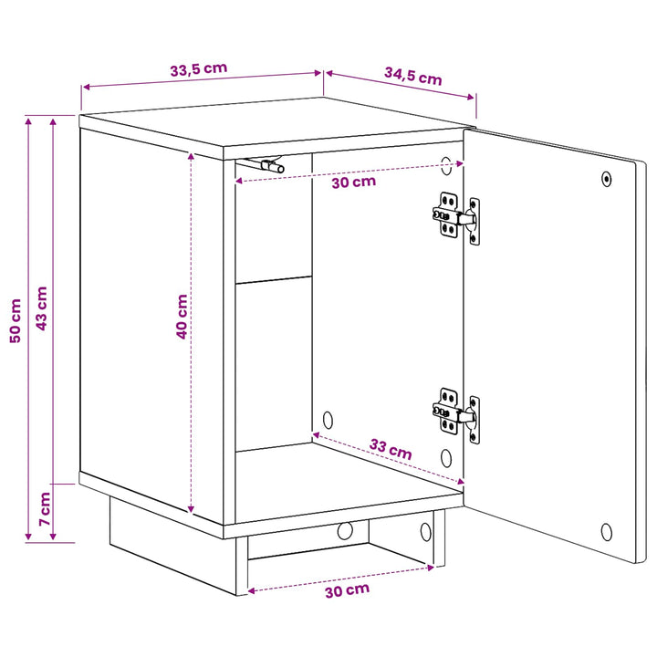 Nattduksbord Vit Högglans 33,5 X 34,5 X 50 Cm Konstruerat Trä