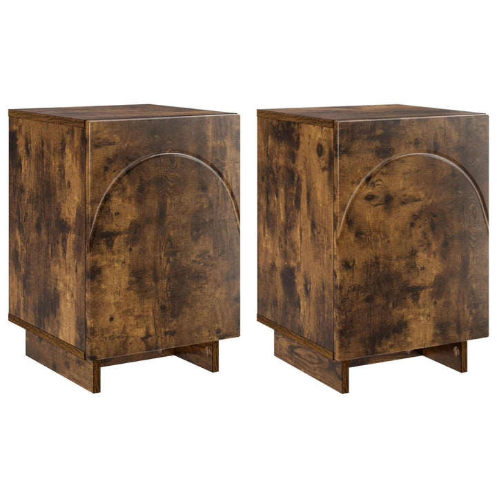 Nattduksbord 2 Pcs Rökt Ek 33,5 X 34,5 X 50 Cm Konstruerat Trä