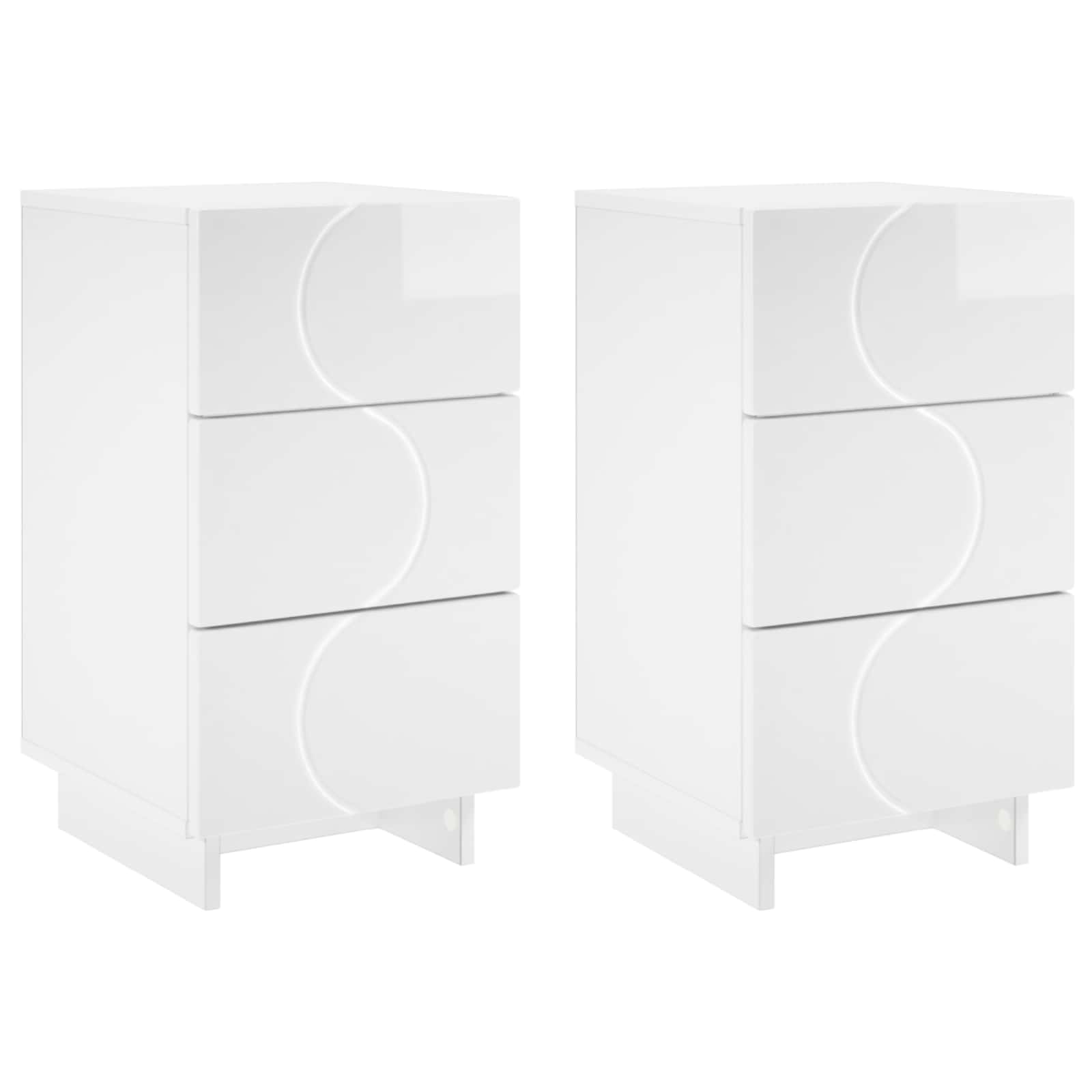 Nattduksbord 2 Pcs Vit Högglans 33,5 X 34,5 X 60 Cm