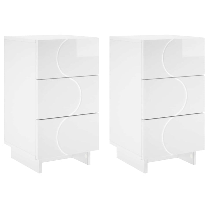 Nattduksbord 2 Pcs Vit Högglans 33,5 X 34,5 X 60 Cm