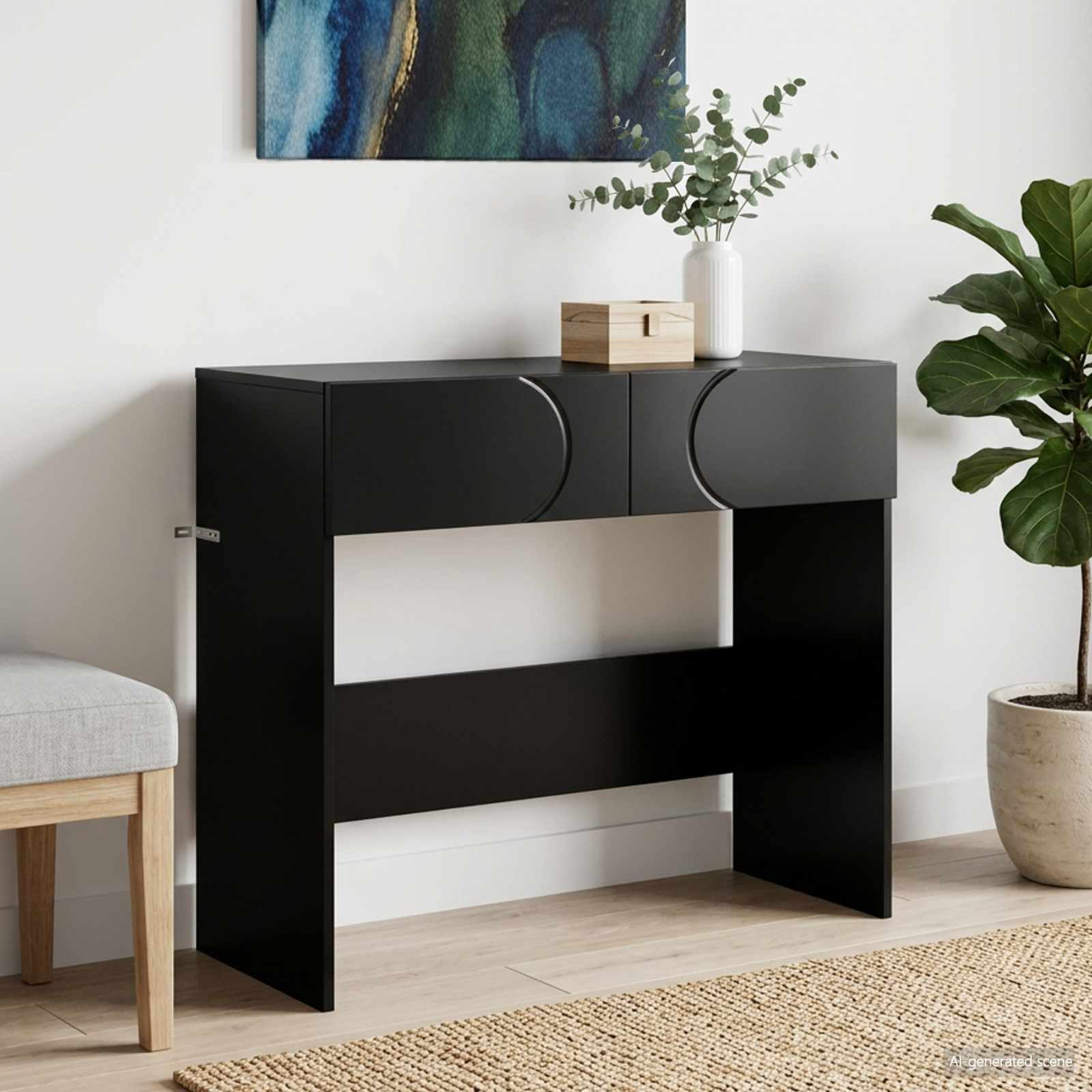 Konsolbord Svart 96,5 X 38 X 75 Cm Konstruerat Trä