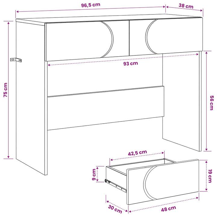 Konsolbord Sonoma-Ek 96,5 X 38 X 75 Cm Konstruerat Trä