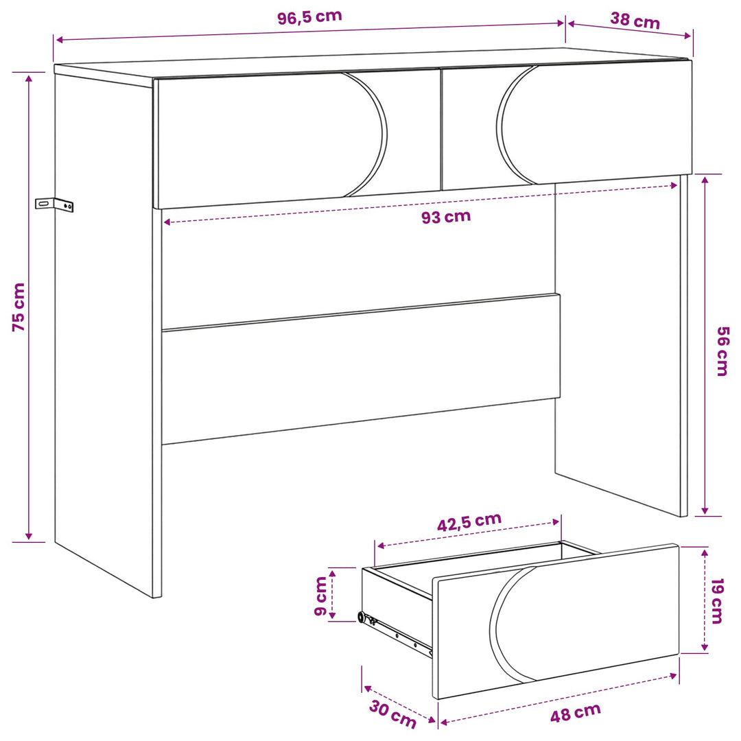 Konsolbord Sonoma-Ek 96,5 X 38 X 75 Cm Konstruerat Trä