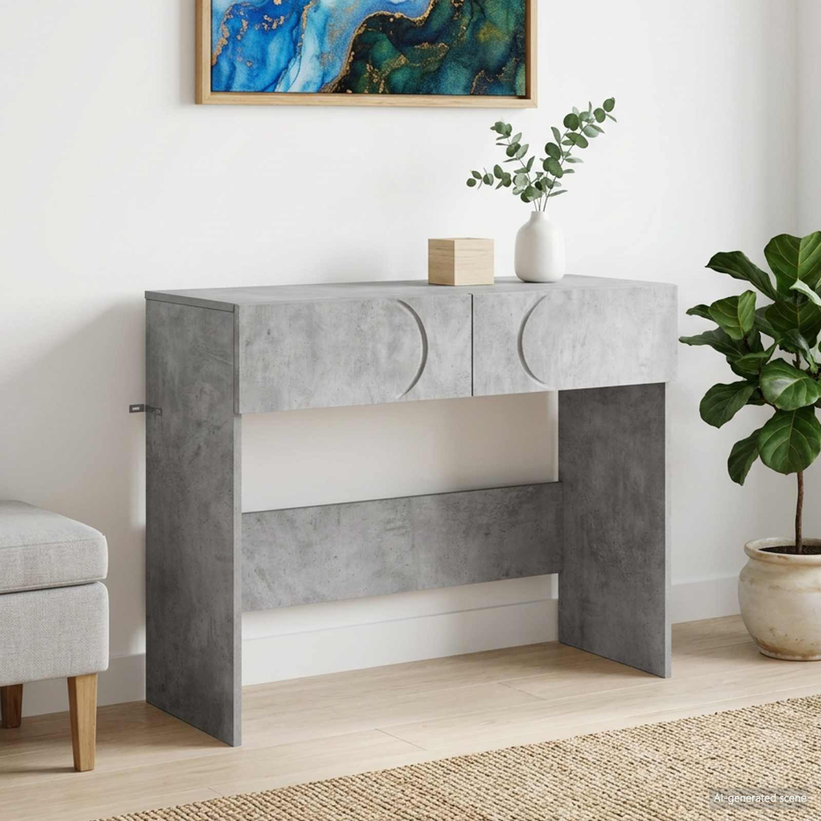 Konsolbord Betonggrå 96,5 X 38 X 75 Cm Konstruerat Trä