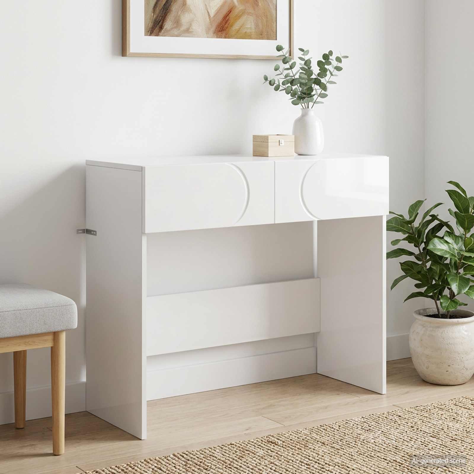 Konsolbord Vit Högglans 96,5 X 38 X 75 Cm Konstruerat Trä