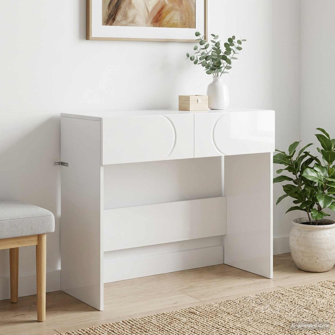 Konsolbord Vit Högglans 96,5 X 38 X 75 Cm Konstruerat Trä