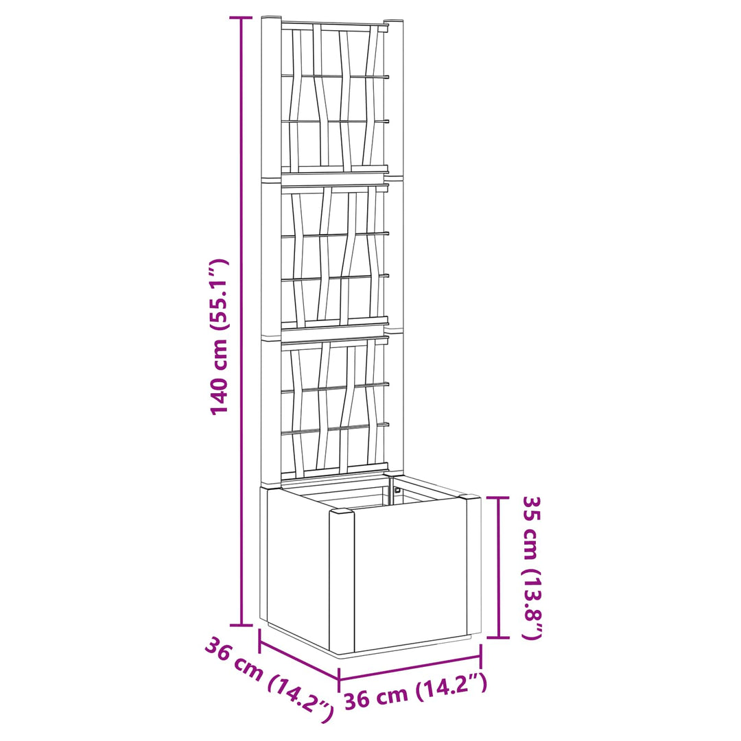 Trädgårdsplanterare Med Trellis Grön 36 X 36 X 140 Cm Pp