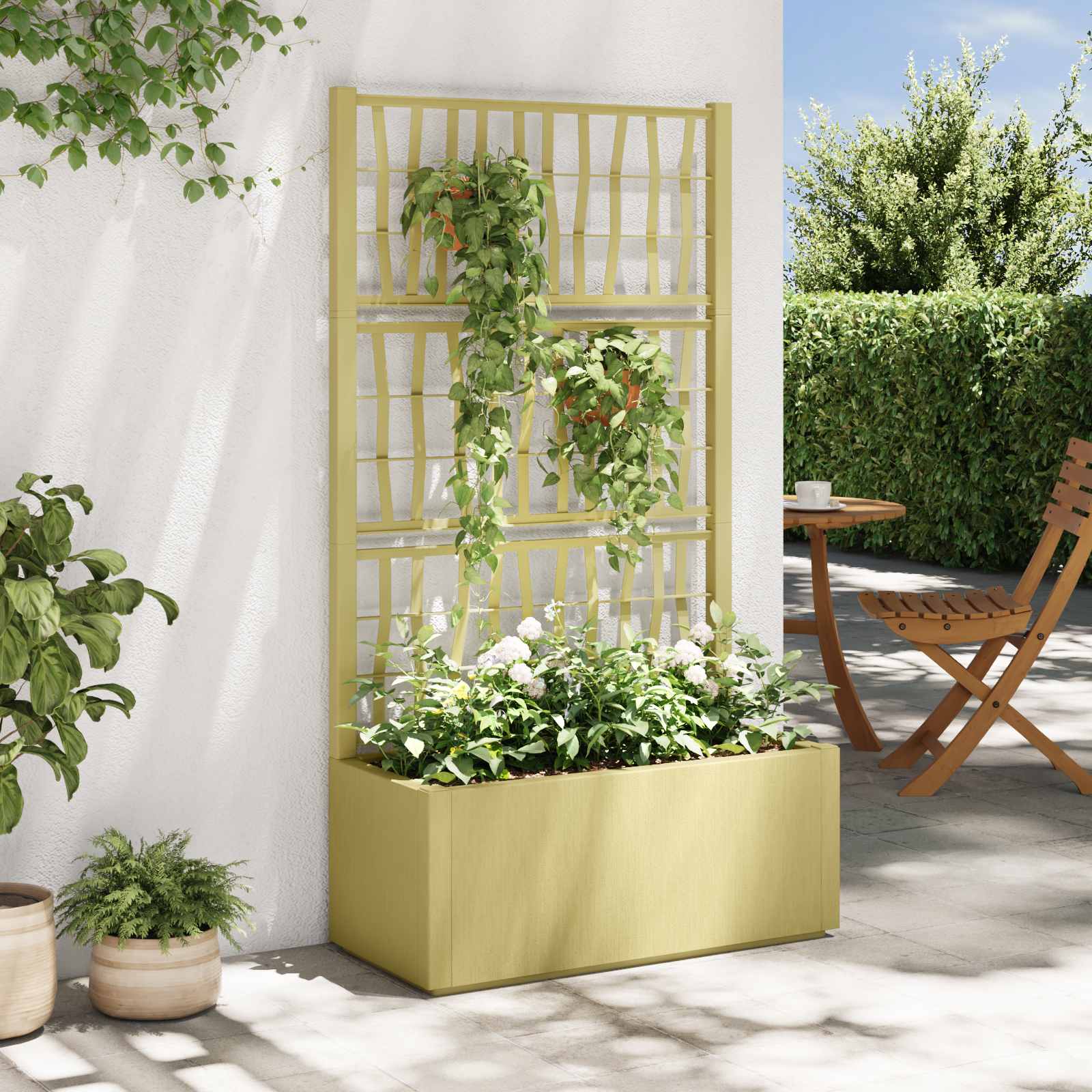 Trädgårdsplanterare Med Trellis Grön 80 X 36 X 140 Cm Pp
