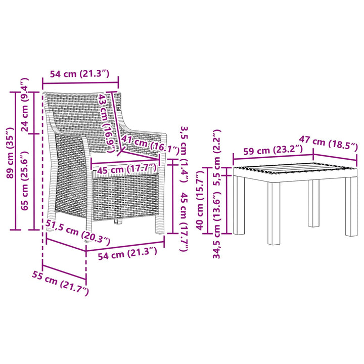 Lounge-Set 3 St Antracit Pp