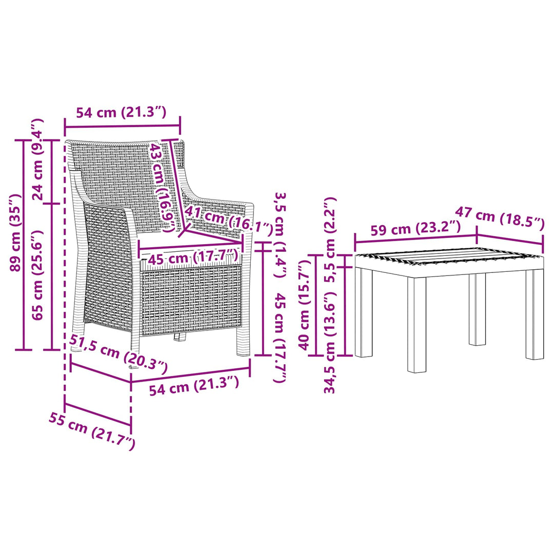 Lounge-Set 3 St Antracit Pp