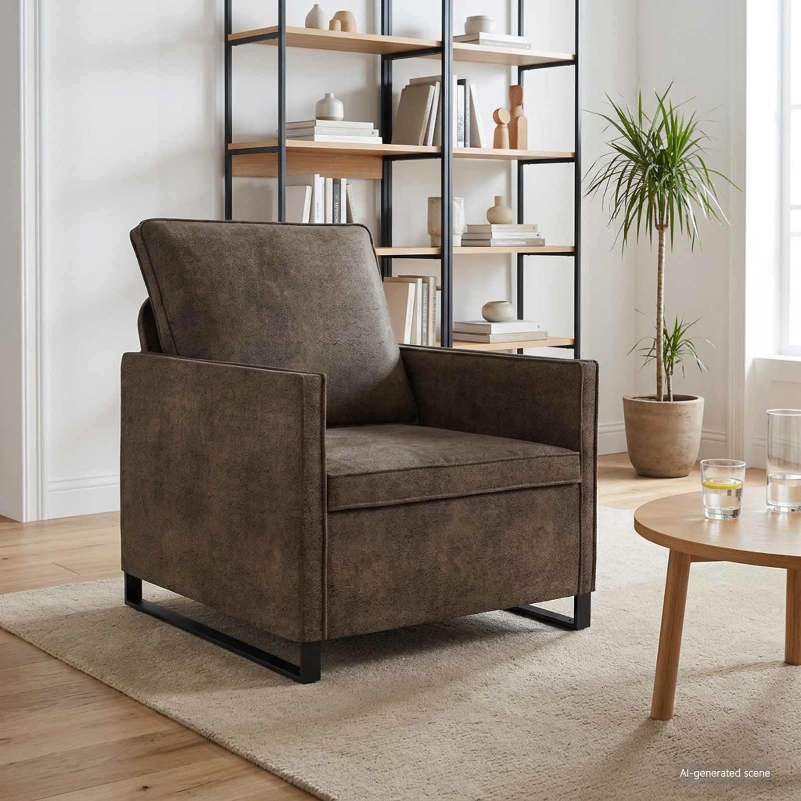 Enkel Soffa Mörkgrå 70 X 81 X 82 Cm Faux Mockatyg