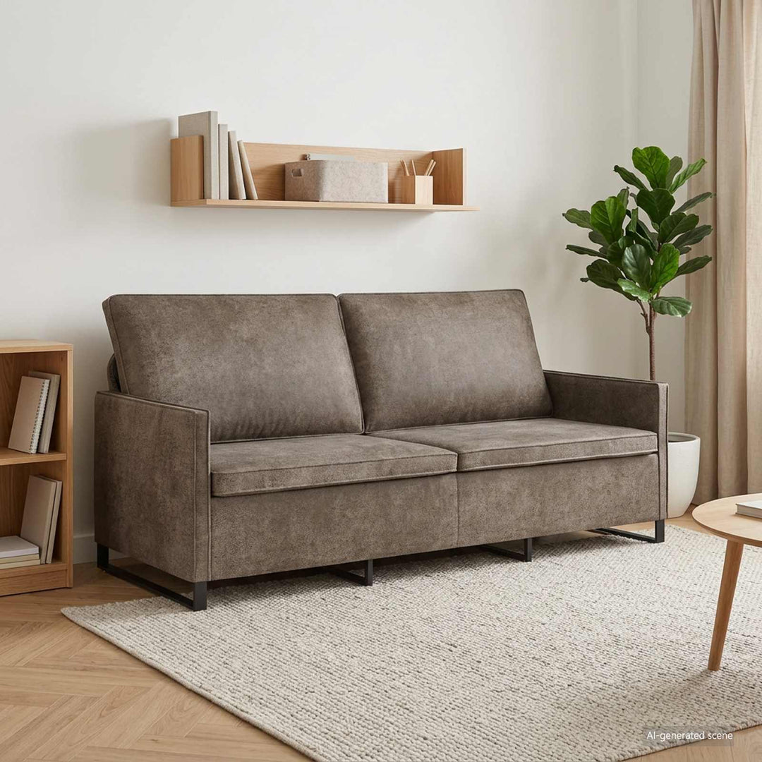 3-Sitssoffa Mörkgrå 190 X 81 X 82 Cm Faux Mockatyg