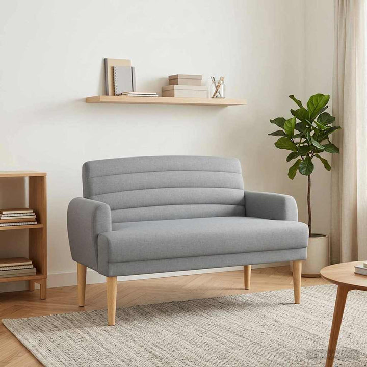 Loveseat Med Knapprapport Ljusgrå 116 X 67 X 80 Cm Tyg