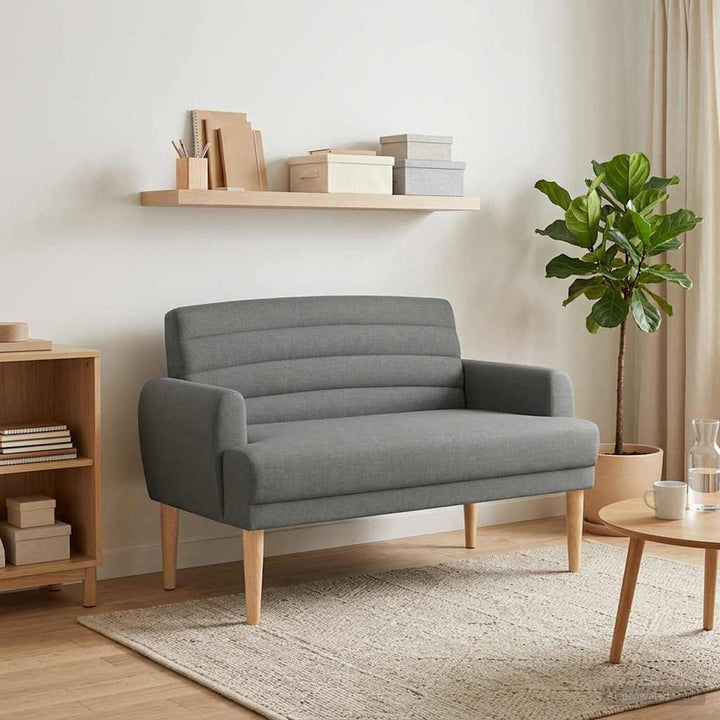 Loveseat Med Knapprapport Mörkgrå 116 X 67 X 80 Cm Tyg