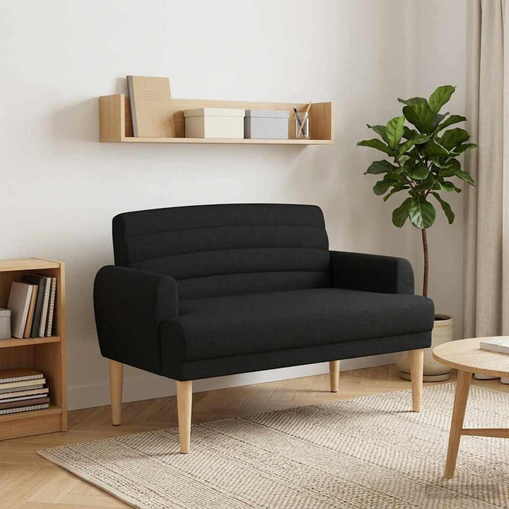 Loveseat Med Knapprapport Svart 116 X 67 X 80 Cm Tyg