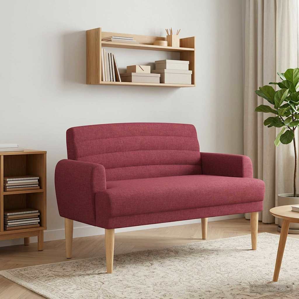 Loveseat Med Knapprapport Vinröd 116 X 67 X 80 Cm Tyg
